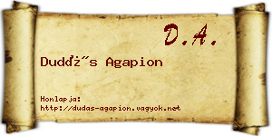 Dudás Agapion névjegykártya